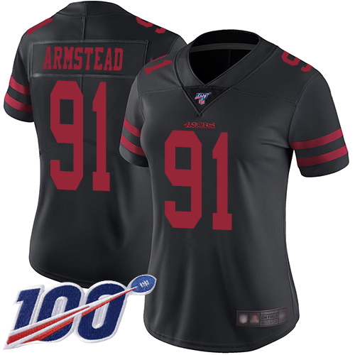 San Francisco 49ers Limited Black Women Arik Armstead Alternate NFL Jersey #91 100th Season Vapor Untouchable